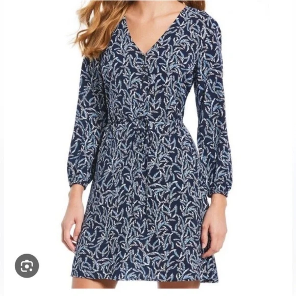 Draper James Blue Long Sleeve Tie-Waist Dress Size 10